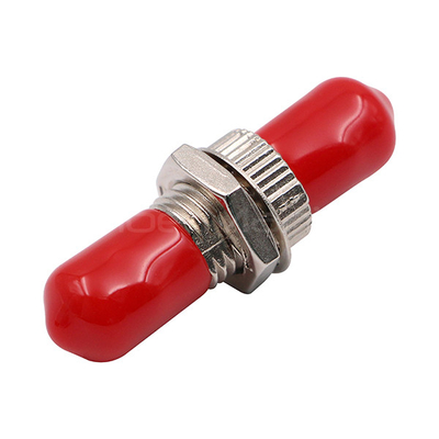 ST To ST Multimode Simplex Metal Fiber Optic Adapter/Coupler With Red Cap
