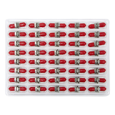ST To ST Multimode Simplex Metal Fiber Optic Adapter/Coupler With Red Cap