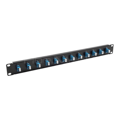 1U 19 Inch LC Adapter Panel 12 Port LC Fiber Patch Panel Single Mode Or Multimode Adapter