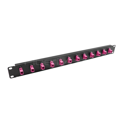 19 Inch 1U Fiber Optic Patch Panel 12 Port With SC Simplex Single Mode / Multimode Adapter