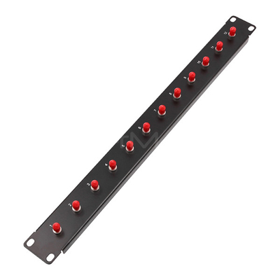1U 19 Inch ST Adapter Panel 12 Ports Loaded With ST Simplex Multimode Adapter