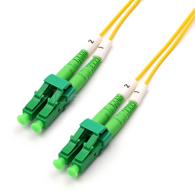 LC APC To LC UPC Patch Cord Duplex Single Mode OS2 OFNR 1.2mm Yellow