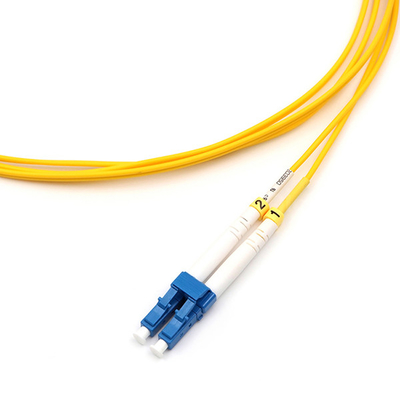 Single Mode Duplex Fiber Optic Patch Cable LC UPC To LC UPC OS2 OFNR 2.0mm Yellow