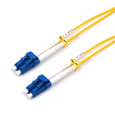 Single Mode Duplex Fiber Optic Patch Cable LC UPC To LC UPC OS2 OFNR 2.0mm Yellow