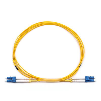 Single Mode Duplex Fiber Optic Patch Cable LC UPC To LC UPC OS2 OFNR 2.0mm Yellow