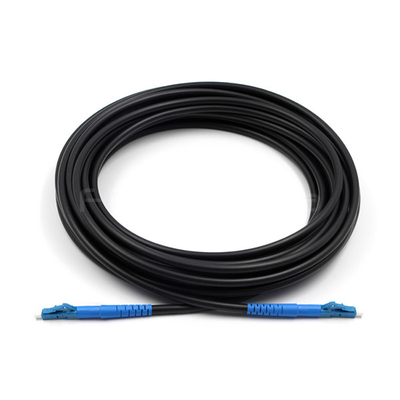 Black Singlemode 9/125 OS2 Fiber Patch Cable , LSZH Armored Fiber Cable