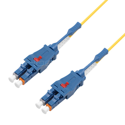Yellow High Speed Fiber Optic Cable LC UPC To LC UPC Uniboot Patch Cord With Pull Tab