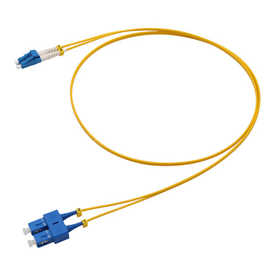 LC UPC To SC UPC Short Tail Duplex Fiber Patch Cable OS2 OFNR 1.6mm Yellow