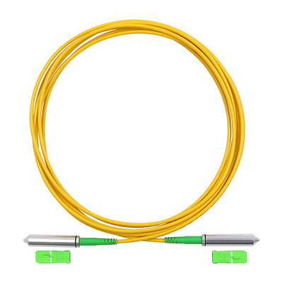 Pullable SC APC To SC APC Patch Cable Simplex Single Mode OS2 OFNR 3.0mm Yellow