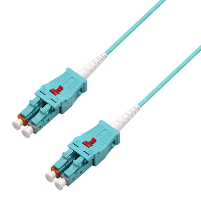 LC Uniboot To LC Uniboot Fiber Optic Patch Cable Duplex OM3 Multimode OFNR 2.0mm Aqua