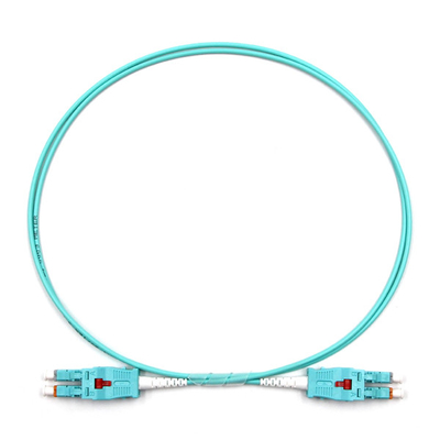 LC Uniboot To LC Uniboot Fiber Optic Patch Cable Duplex OM3 Multimode OFNR 2.0mm Aqua
