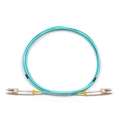 LC UPC To LC UPC Fiber Optic Patch Cable Duplex OM3 Multimode OFNR 2.0mm Aqua