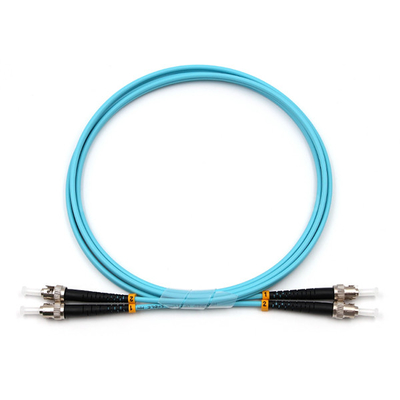 ST UPC To ST UPC Fiber Optic Patch Cable Duplex OM3 Multimode OFNR 2.0mm Aqua