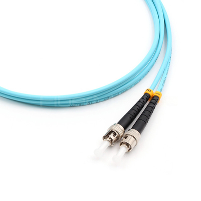 ST UPC To ST UPC Fiber Optic Patch Cable Duplex OM3 Multimode OFNR 2.0mm Aqua