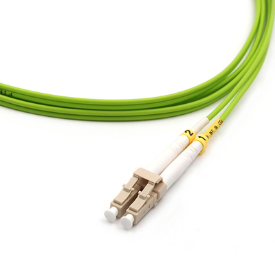 LC UPC To SC UPC Fiber Optic Patch Cable Duplex OM5 Multimode OFNR 2.0mm Lime Green