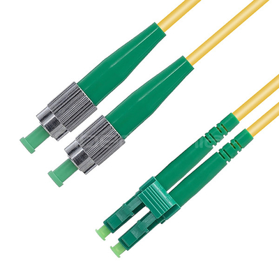 LC APC to LC APC Fiber Optic Patch Cable Duplex Single Mode OS2 OFNR 3.0mm Yellow