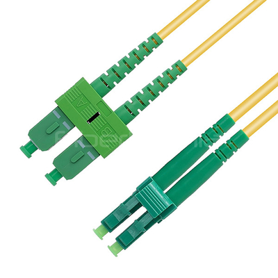 LC APC to LC APC Fiber Optic Patch Cable Duplex Single Mode OS2 OFNR 3.0mm Yellow