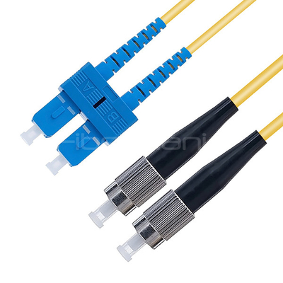 LC UPC to SC UPC Fiber Optic Patch Cable Duplex Single Mode OS2 OFNR 3.0mm Yellow