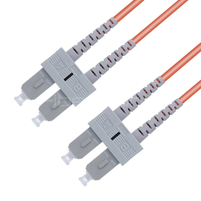 SC UPC To LC UPC Fiber Optic Patch Cable Duplex 62.5/125 OM1 Multimode OFNR 3.0mm Orange