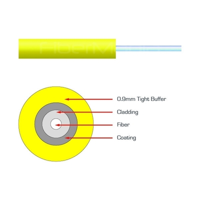 Indoor Optical Fiber Cables Yellow 0.9mm Simplex OS2 Single Mode PVC Tight Buffer