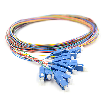 12 Fibers SC/UPC 9/125 Single Mode Color-Coded Fiber Optic Pigtail – Unjacketed