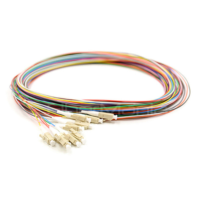 Unjacketed Fiber Optic Pigtail 12 Fibers LC/UPC 62.5/125 Multimode Color-Coded
