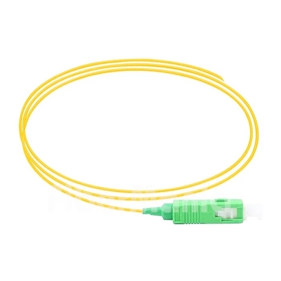 SC/APC 0.9mm Simplex Single Mode Fiber Optic Pigtail Yellow Jacket
