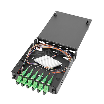 Wall Mount Fiber Enclosure With Splicing Module and 6 Ported SC/APC LGX Adapter Panel