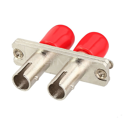 ST To ST Multimode Duplex Metal Fiber Optic Adapter With Red Cap