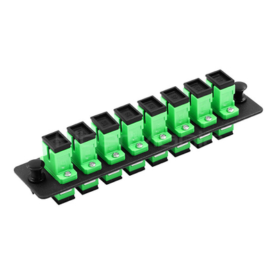 SC Adapter Patch Panel 8 Ports Loaded With 8 SC APC Simplex Single Mode Adapters Black