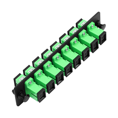 SC Adapter Patch Panel 8 Ports Loaded With 8 SC APC Simplex Single Mode Adapters Black