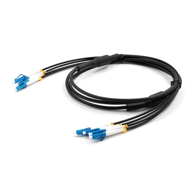 LC To LC 4 Strand Single Mode 9/125 LSZH Breakout Cable 3.0mm Black