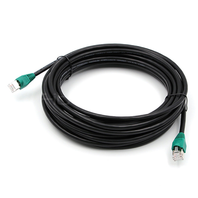 Shielded CAT.7 SFTP Patch Cable 26AWG Black Jacket W/Green Boot T568B