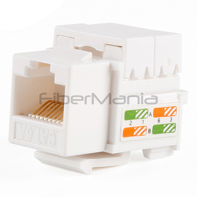 Cabling 90 Degree Punch Down CAT.6A UTP Keystone Jack White Color Modular Jacks