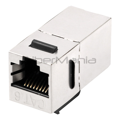 Data Center Shielded Cat6 Coupler RJ45-RJ45 STP Inline Coupler Silver Housing