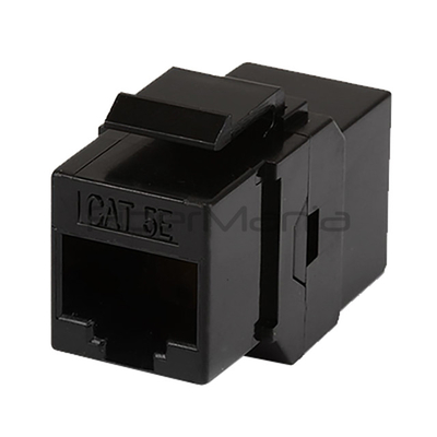 Black Cat5e Coupler Module with 1000Base-T Data Rate Support Inline Keystone Type