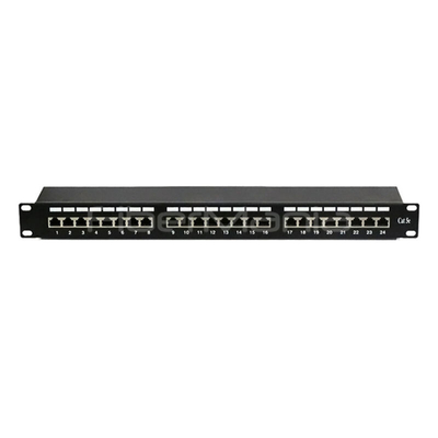 19 inch 1U CAT.5E FTP Patch Panel, 24 Ports, Dual IDC, Black Color