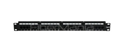 19” 1U CAT.6 UTP Fiber To Copper Patch Panel 24 Ports, Dual IDC, Black Color