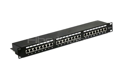 19” 1U CAT.6 FTP Copper Patch Panel 24 Port Dual IDC, Black Color