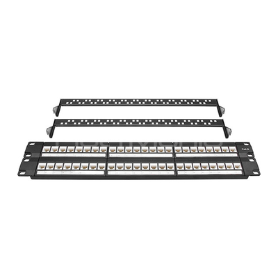 2U 48 Port Cat6 UTP Network Patch Panel 10G Support UL Listed For 19" Rack Mount