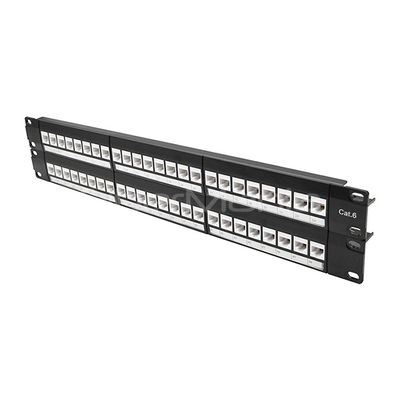 2U 48 Port Cat6 UTP Network Patch Panel 10G Support UL Listed For 19" Rack Mount