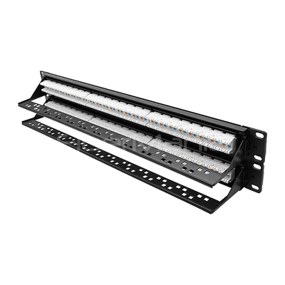 2U 48 Port Cat6 UTP Network Patch Panel 10G Support UL Listed For 19" Rack Mount