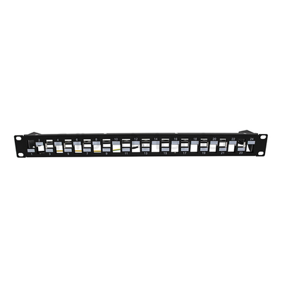 19inch 1U 24 Ports STP Staggered Blank Patch Panel For Cable Management