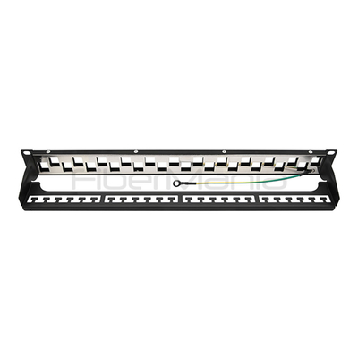 19inch 1U 24 Ports STP Staggered Blank Patch Panel For Cable Management