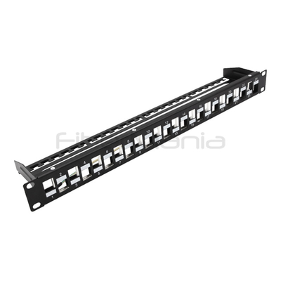 19inch 1U 24 Ports STP Staggered Blank Patch Panel For Cable Management