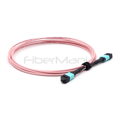 MPO Female to MPO Female Trunk Cable Assembly 12 Fibers Polarity A OM4 Pink Jacket