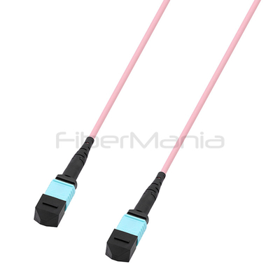 MPO Female to MPO Female Trunk Cable Assembly 12 Fibers Polarity A OM4 Pink Jacket