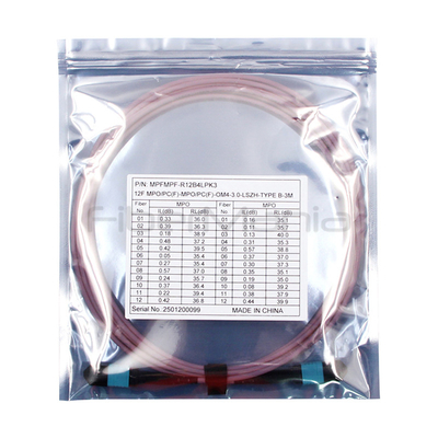 MPO Female to MPO Female Trunk Cable Assembly 12 Fibers Polarity A OM4 Pink Jacket