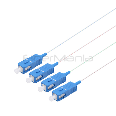 Steel Tube 900um 1X4 PLC Splitter With SC/UPC Fiber Connectors