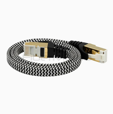 Flat Wire Cat7 Ethernet Cable 10Gbps Nylon Braided RJ45 Copper Patch Cords